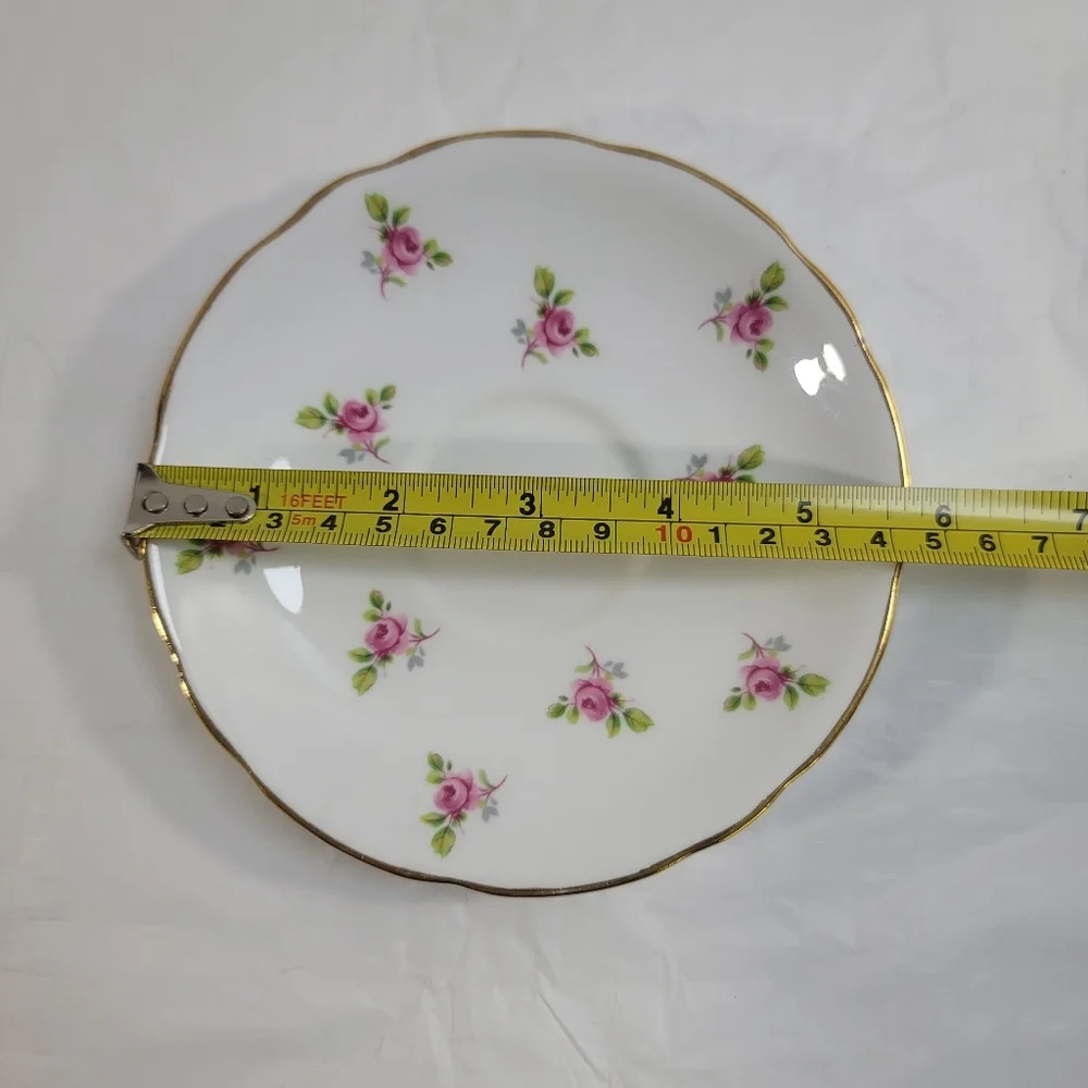 Vintage Roya Kent Staffordshire Little Roses Set Tea Cup, Saucer & Dessert Plate - Picture 5 of 7
